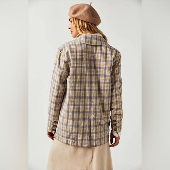 We the Free People Plaid Beckett Boyfriend Blazer Sz XS Light Academia Preppy - Picture 3 of 16